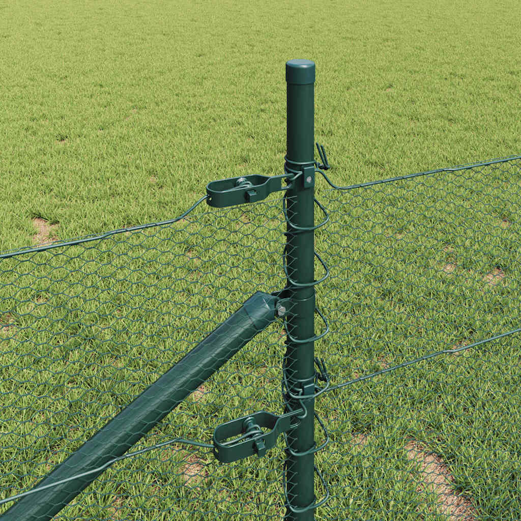 Zaun mit Pfosten Grün 0,5 x 100 m PVC-beschichteter Stahl