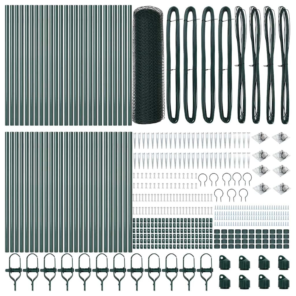 Zaun mit Pfosten Grün 0,5 x 100 m PVC-beschichteter Stahl