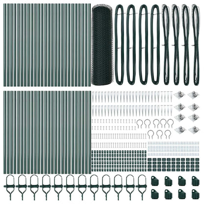 Zaun mit Pfosten Grün 0,5 x 100 m PVC-beschichteter Stahl