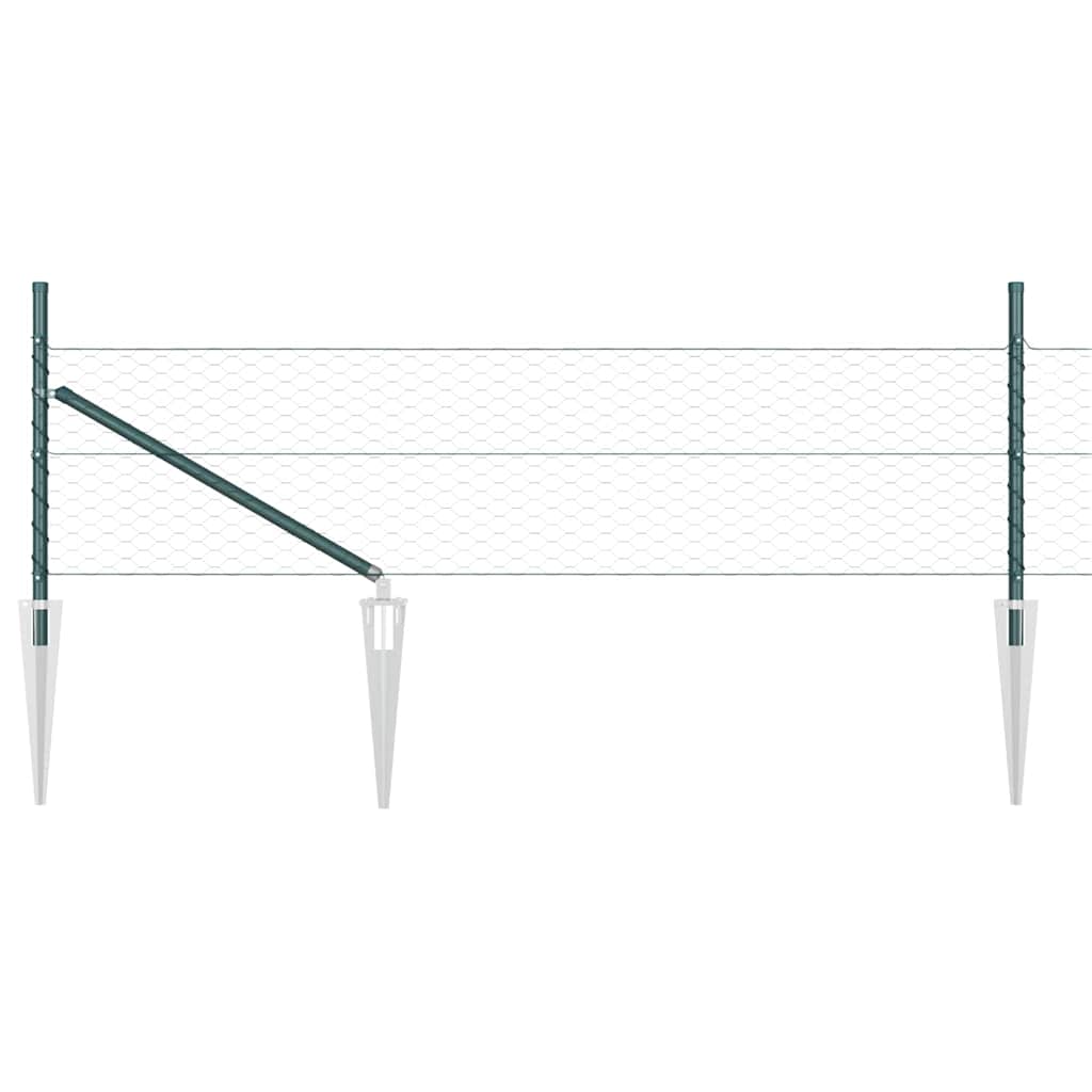 Zaun mit Pfosten Grün 0,5 x 100 m PVC-beschichteter Stahl