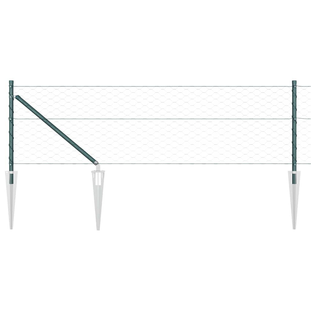 Zaun mit Pfosten Grün 0,6 x 100 m PVC-beschichteter Stahl