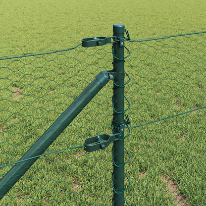 Zaun mit Pfosten Grün 0,8 x 100 m PVC-beschichteter Stahl