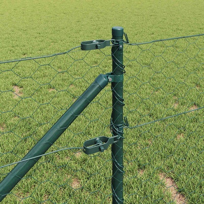 Zaun mit Pfosten Grün 0,8 x 100 m PVC-beschichteter Stahl