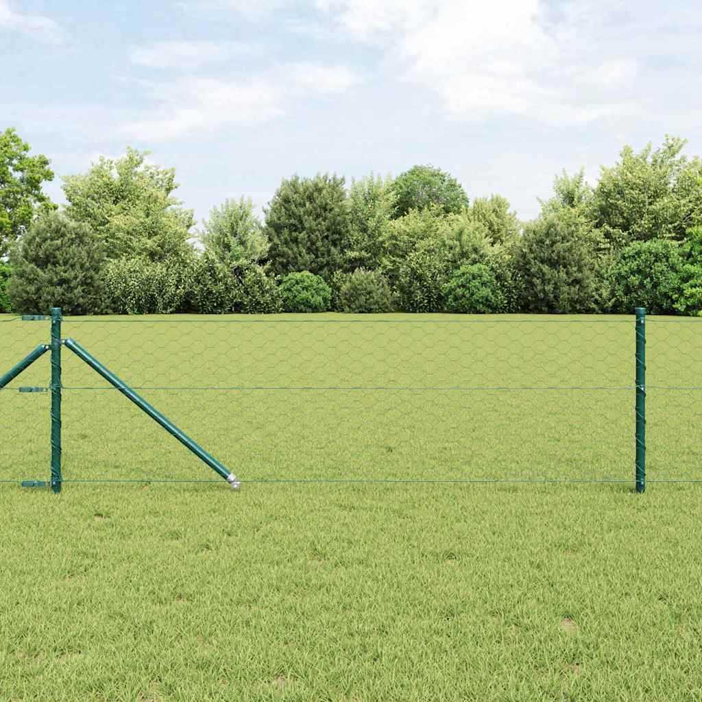 Zaun mit Pfosten Grün 0,8 x 100 m PVC-beschichteter Stahl