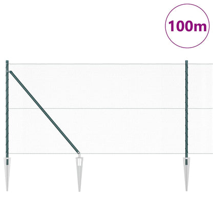 Zaun mit Pfosten Grün 1 x 100 m PVC-beschichteter Stahl