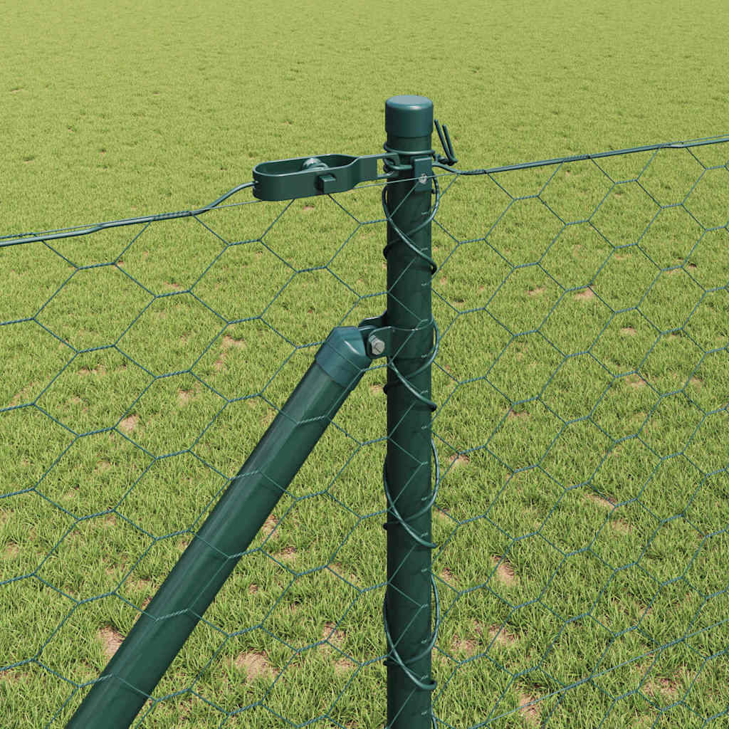 Zaun mit Pfosten Grün 1 x 100 m PVC-beschichteter Stahl