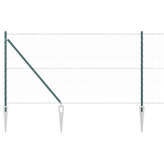 Zaun mit Pfosten Grün 1 x 100 m PVC-beschichteter Stahl
