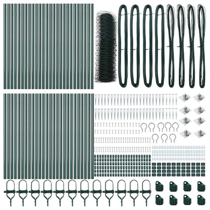 Zaun mit Pfosten Grün 1 x 100 m PVC-beschichteter Stahl