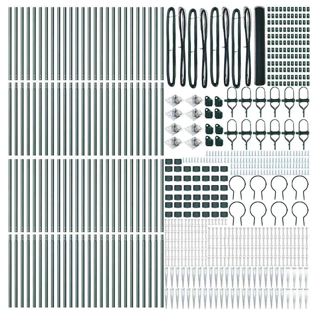 Zaun mit Pfosten Grün 1,2 x 100 m PVC-beschichteter Stahl
