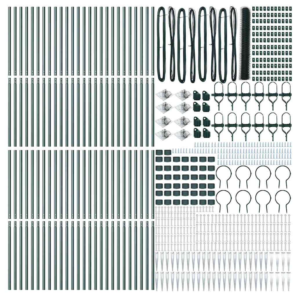 Zaun mit Pfosten Grün 1,2 x 100 m PVC-beschichteter Stahl