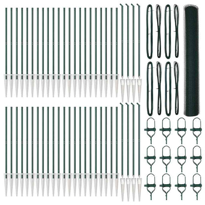 Zaun mit Pfosten Grün 1,4 x 100 m PVC-beschichteter Stahl