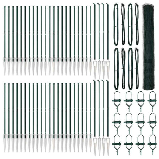 Zaun mit Pfosten Grün 1,4 x 100 m PVC-beschichteter Stahl