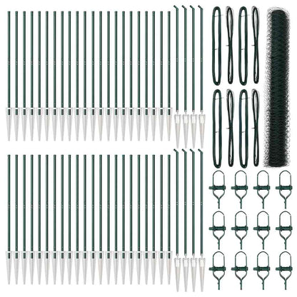 Zaun mit Pfosten Grün 1,4 x 100 m PVC-beschichteter Stahl
