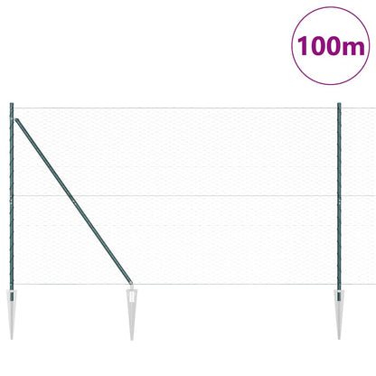 Zaun mit Pfosten Grün 1,5 x 100 m PVC-beschichteter Stahl
