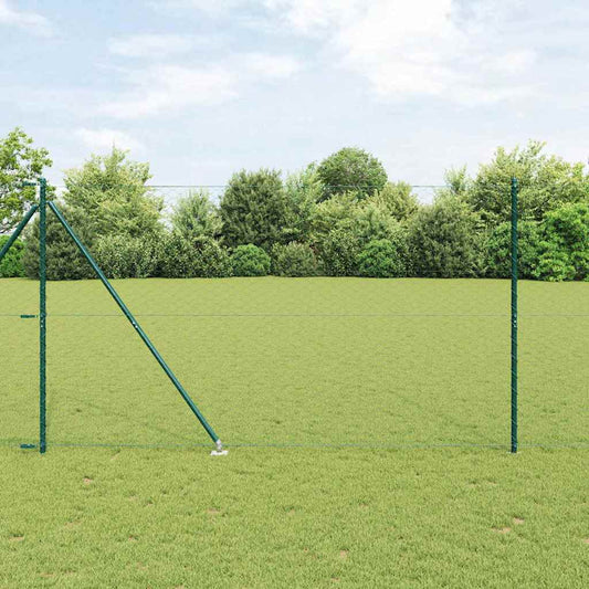Zaun mit Pfosten Grün 1,5 x 100 m PVC-beschichteter Stahl