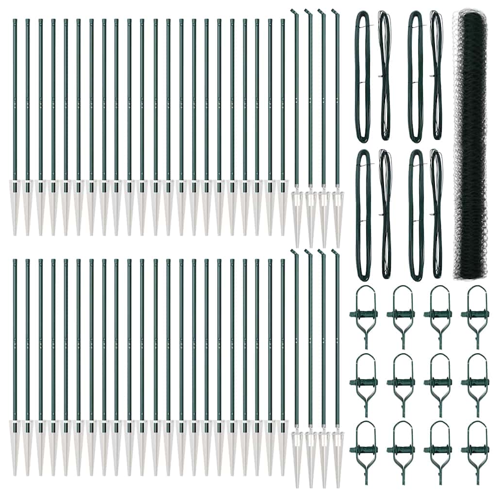 Zaun mit Pfosten Grün 1,5 x 100 m PVC-beschichteter Stahl