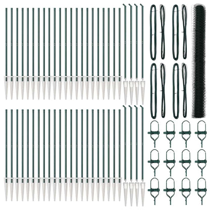 Zaun mit Pfosten Grün 1,5 x 100 m PVC-beschichteter Stahl