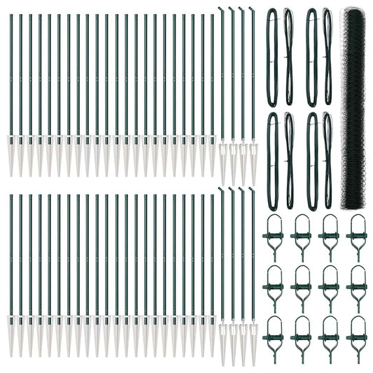 Zaun mit Pfosten Grün 1,5 x 100 m PVC-beschichteter Stahl