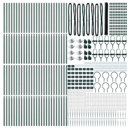 Zaun mit Pfosten Grün 1,5 x 100 m PVC-beschichteter Stahl
