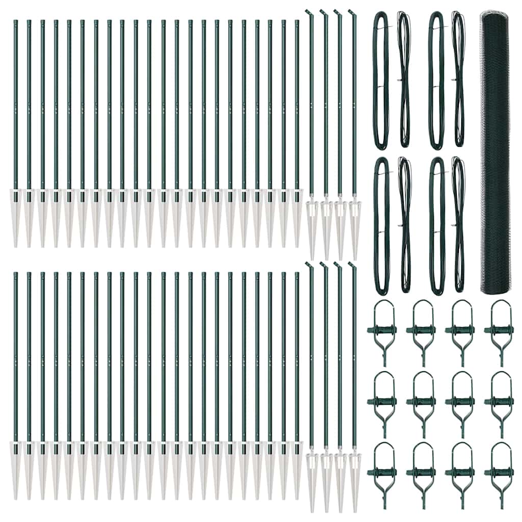 Zaun mit Pfosten Grün 1,6 x 100 m PVC-beschichteter Stahl