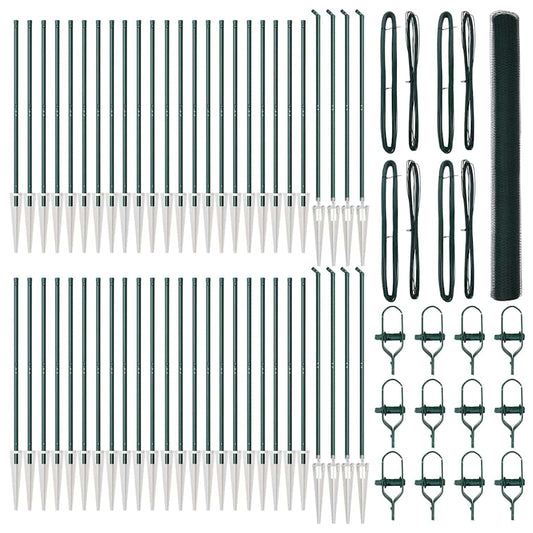 Zaun mit Pfosten Grün 1,6 x 100 m PVC-beschichteter Stahl