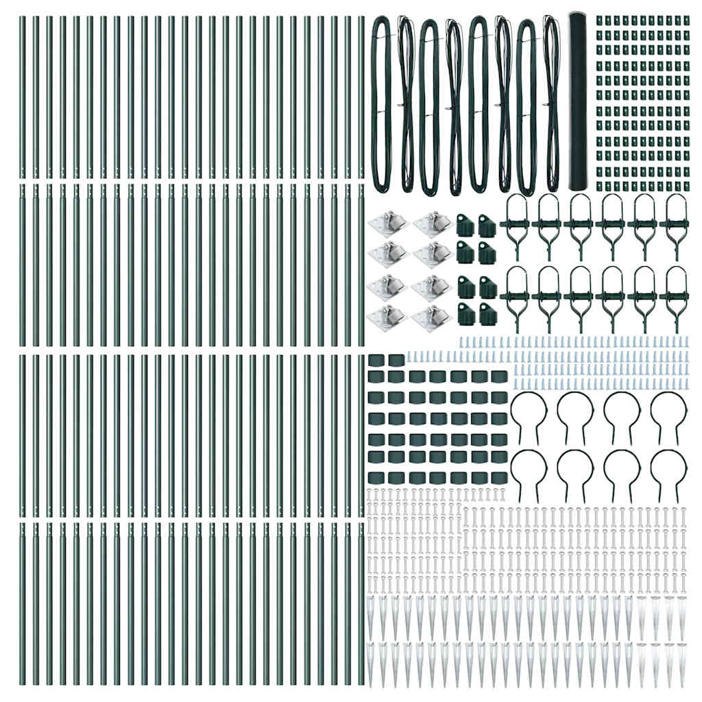 Zaun mit Pfosten Grün 1,6 x 100 m PVC-beschichteter Stahl