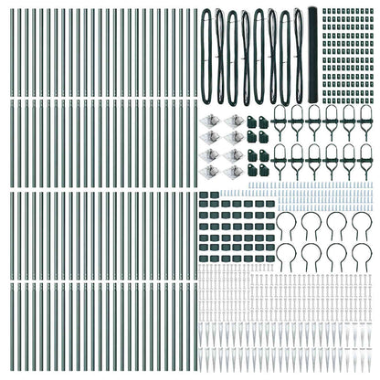 Zaun mit Pfosten Grün 1,6 x 100 m PVC-beschichteter Stahl