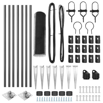 Zaun mit Pfosten Grau 0,4 x 10 m PVC-beschichteter Stahl