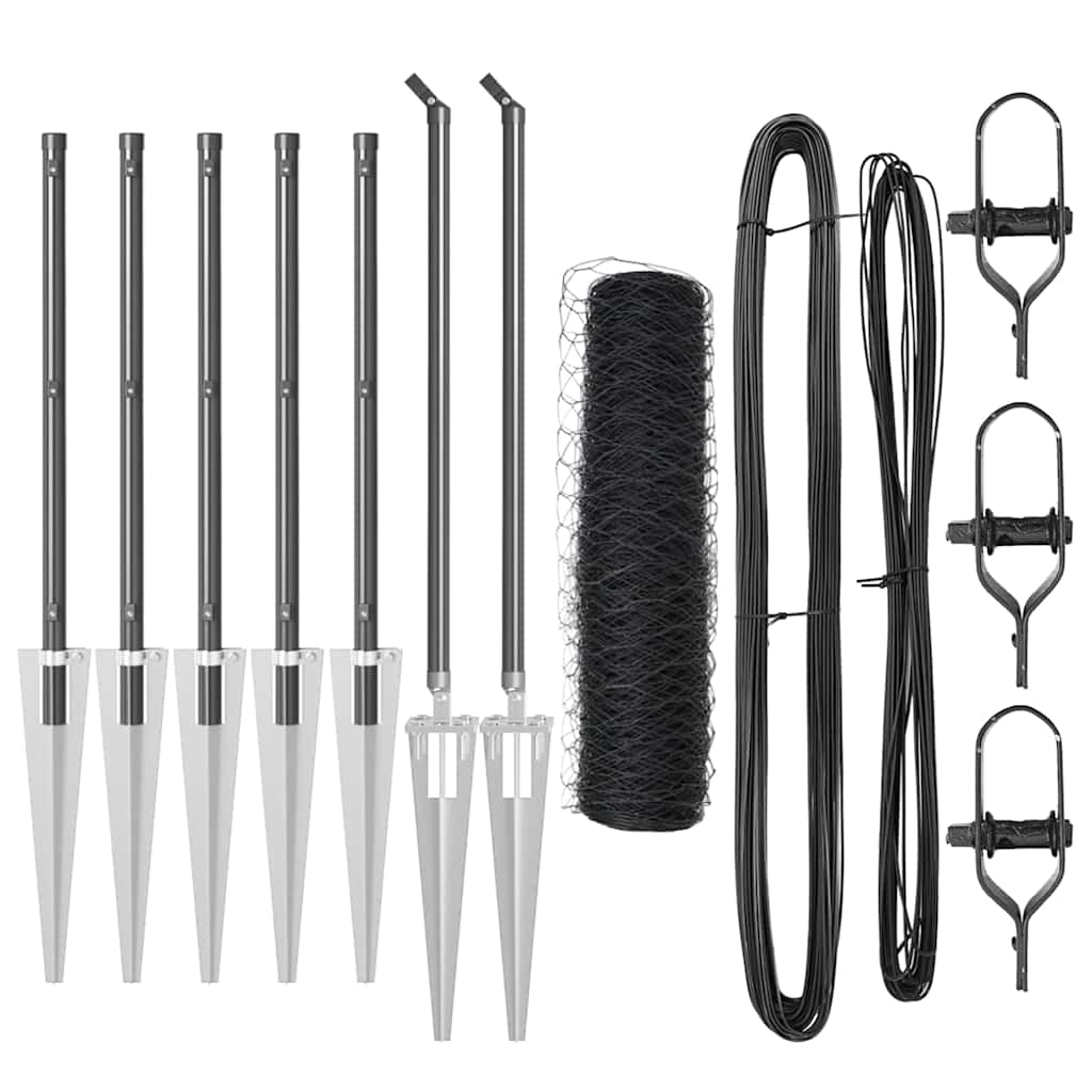 Zaun mit Pfosten Grau 0,4 x 10 m PVC-beschichteter Stahl