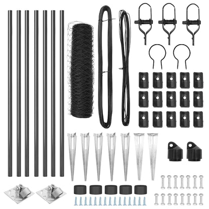 Zaun mit Pfosten Grau 0,4 x 10 m PVC-beschichteter Stahl