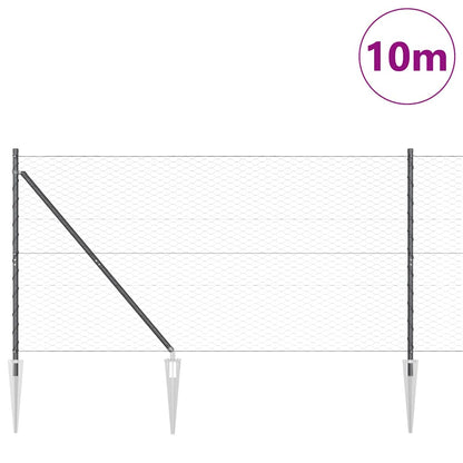 Zaun mit Pfosten Grau 1,2 x 10 m PVC-beschichteter Stahl