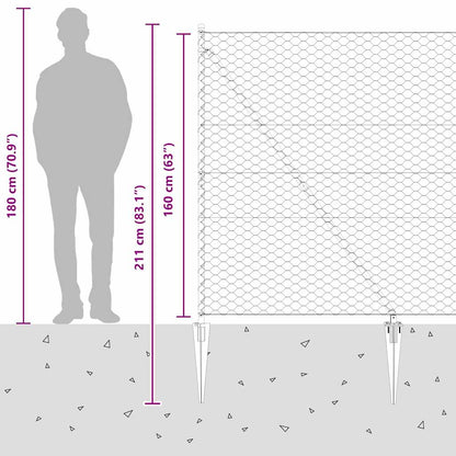 Zaun mit Pfosten Grau 1,6 x 10 m PVC-beschichteter Stahl