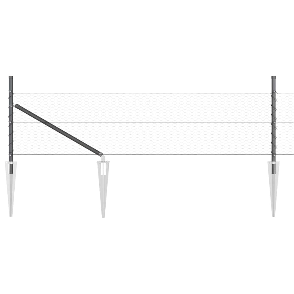 Zaun mit Pfosten Grau 0.8 x 25 m PVC-beschichteter Stahl