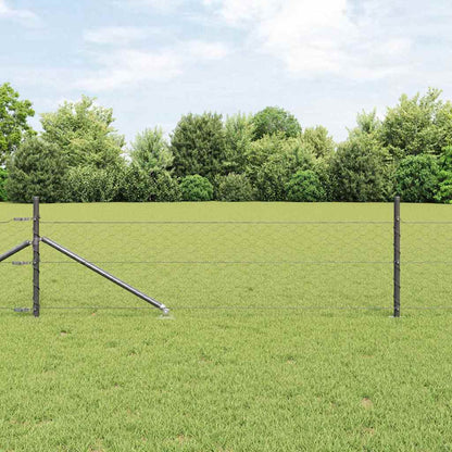 Zaun mit Pfosten Grau 0.8 x 25 m PVC-beschichteter Stahl