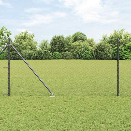 Zaun mit Pfosten Grau 1 x 25 m PVC-beschichteter Stahl
