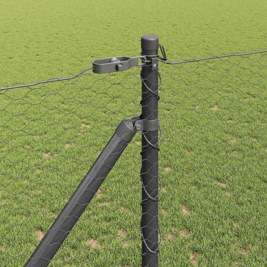 Zaun mit Pfosten Grau 1,4 x 25 m PVC-beschichteter Stahl