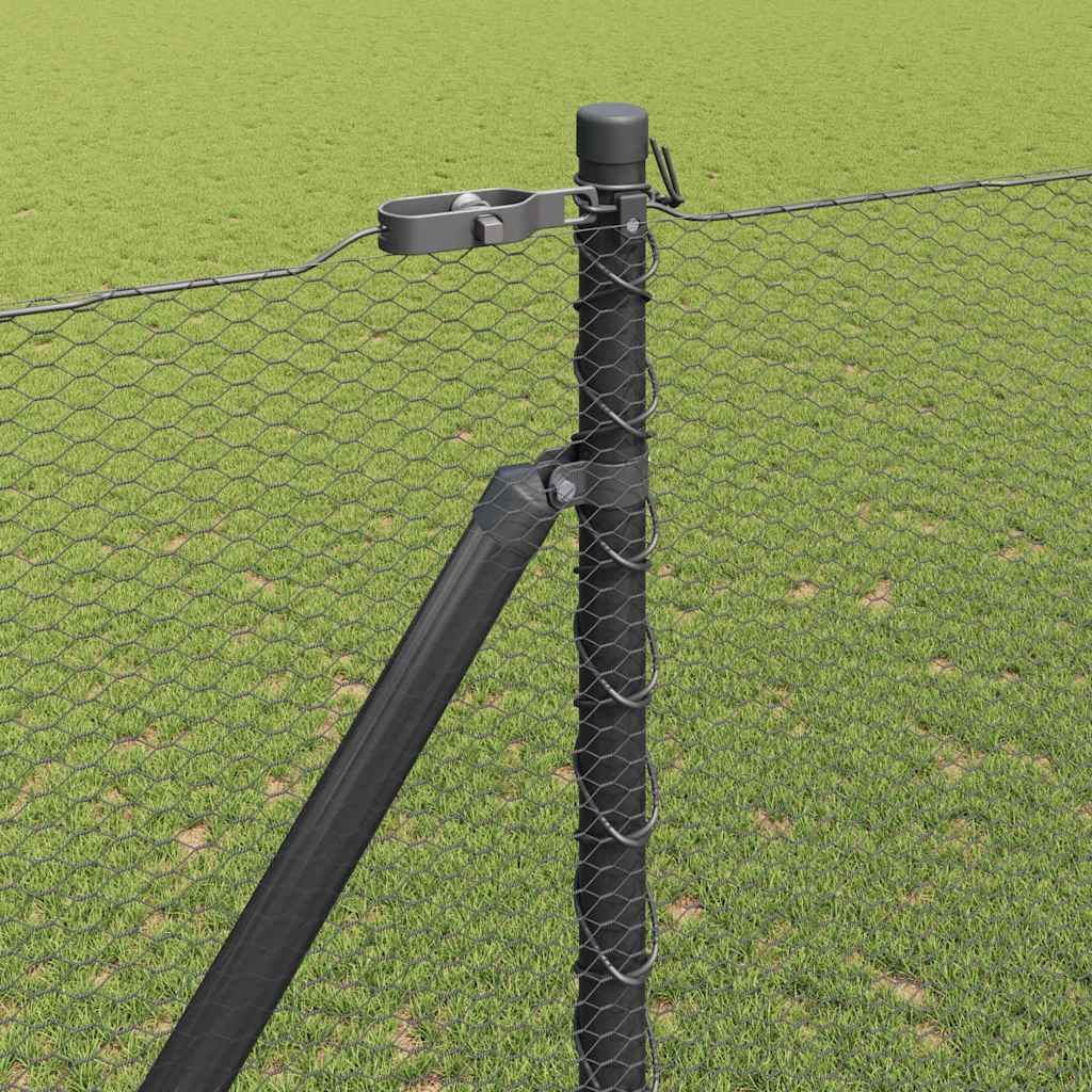Zaun mit Pfosten Grau 1,5 x 25 m PVC-beschichteter Stahl