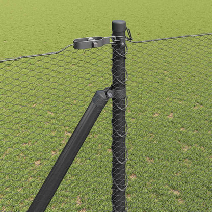 Zaun mit Pfosten Grau 1,5 x 25 m PVC-beschichteter Stahl