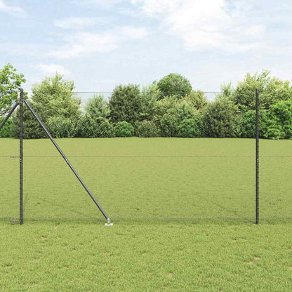 Zaun mit Pfosten Grau 1.5 x 25 m PVC-beschichteter Stahl
