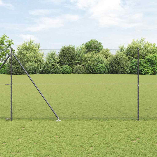 Zaun mit Pfosten Grau 1.5 x 25 m PVC-beschichteter Stahl