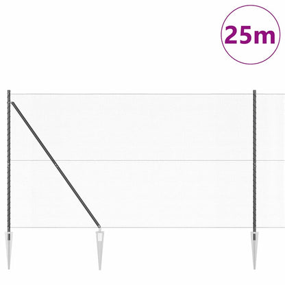 Zaun mit Pfosten Grau 1.5 x 25 m PVC-beschichteter Stahl
