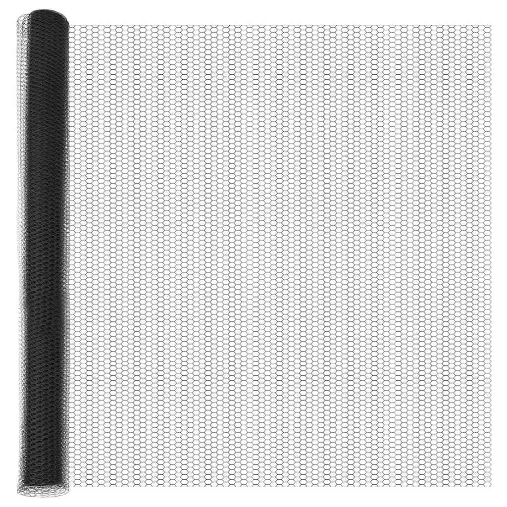 Zaun mit Pfosten Grau 1.5 x 25 m PVC-beschichteter Stahl