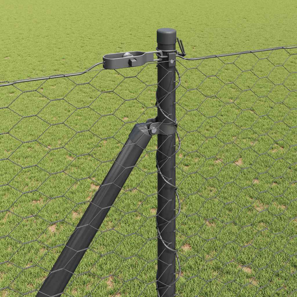 Zaun mit Pfosten Grau 1,5 x 25 m PVC-beschichteter Stahl