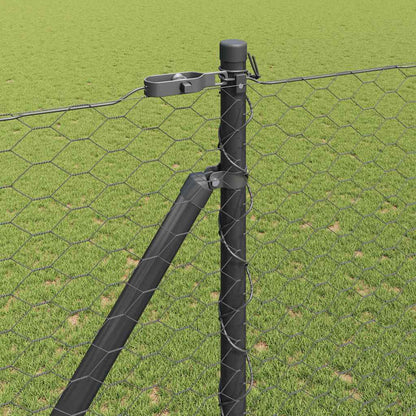 Zaun mit Pfosten Grau 1,5 x 25 m PVC-beschichteter Stahl