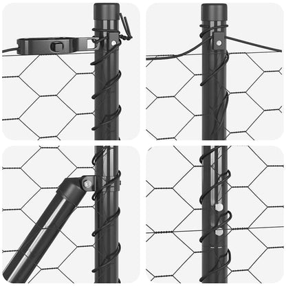 Zaun mit Pfosten Grau 1.5 x 25 m PVC-beschichteter Stahl