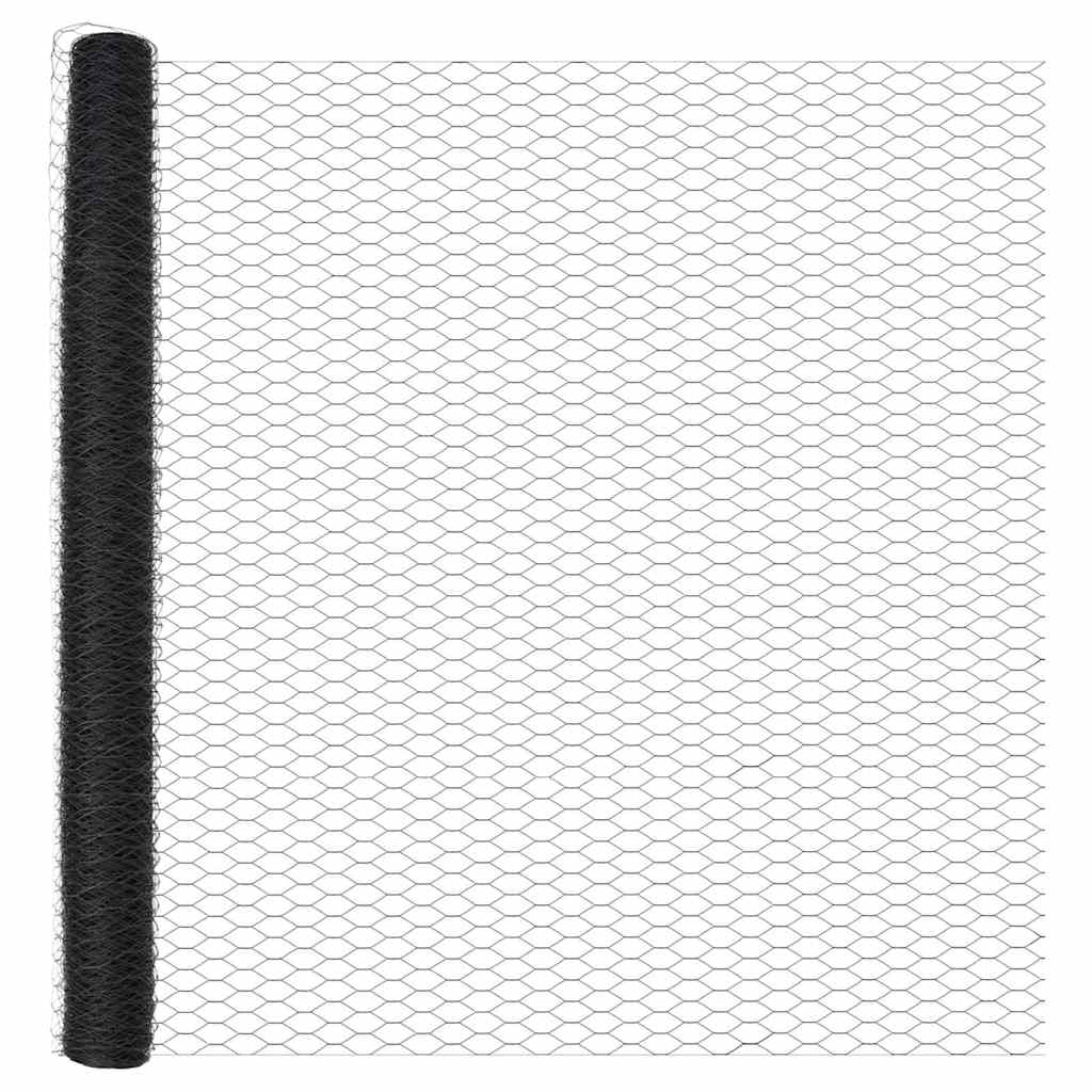 Zaun mit Pfosten Grau 1.5 x 25 m PVC-beschichteter Stahl