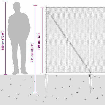 Zaun mit Pfosten Grau 1.6 x 25 m PVC-beschichteter Stahl