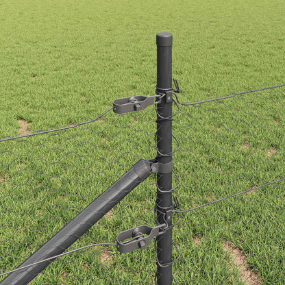 Zaun mit Pfosten Grau 0,5 x 50 m PVC-beschichteter Stahl