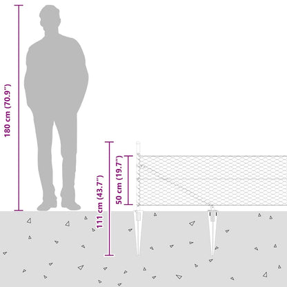 Zaun mit Pfosten Grau 0,5 x 50 m PVC-beschichteter Stahl