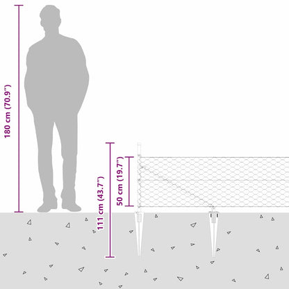 Zaun mit Pfosten Grau 0,5 x 50 m PVC-beschichteter Stahl
